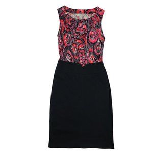 TRINA TURK Red and Black Silk Ruffle Dress